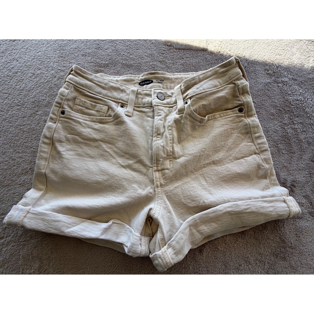 Old Navy O.G. Short Women 4 Beige High Rise Rolled Hem Denim